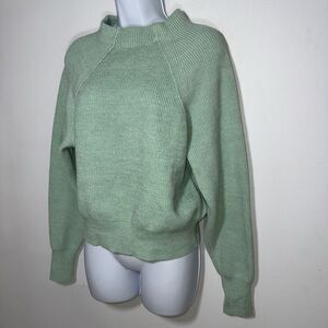 Free People Women's Medium Too Good Pullover Sweater Opaline Mint Green Ribbed